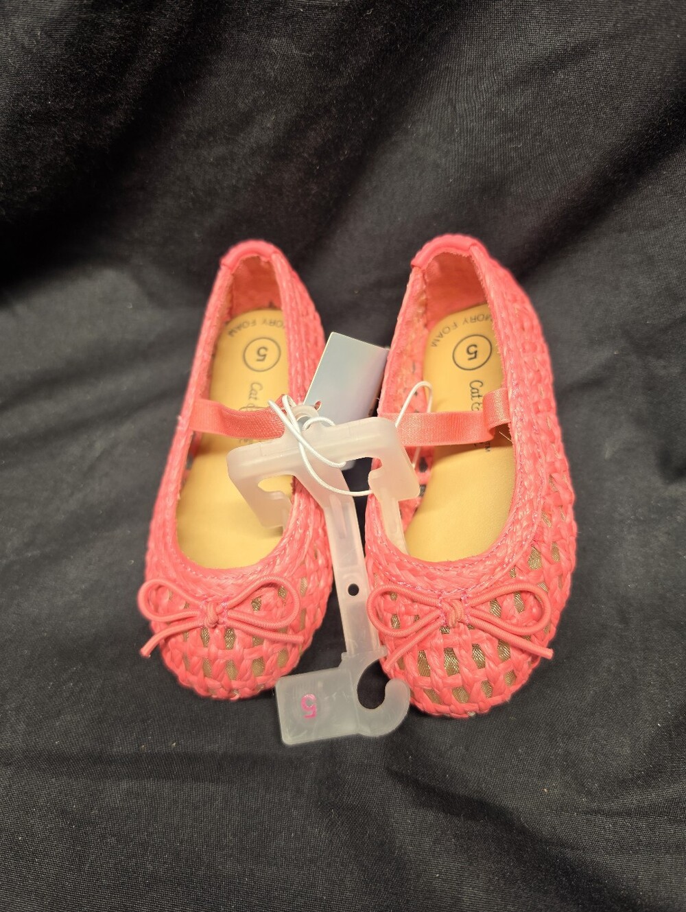 Cat & Jack Lorna Mary Jane Flats Toddler Girls 5T, 7T, 12T Pink Woven Bow NWT
